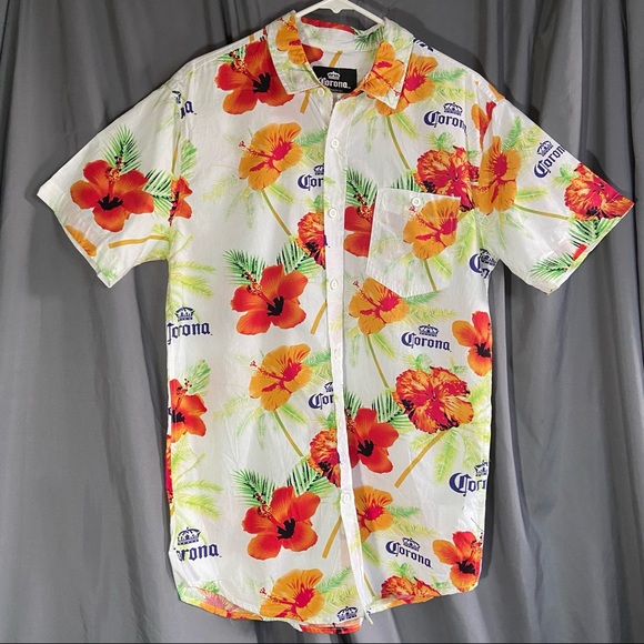 🌺 Corona Button-Down Hawaiian Shirt M - Picture 3 of 9